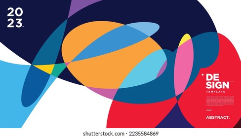 Vector colorful abstract fluid and geometric background for new year 2023