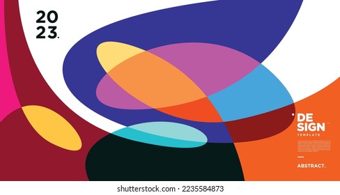 Vector colorful abstract fluid and geometric background for new year 2023