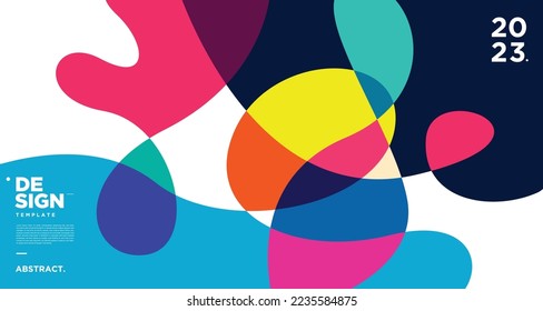 Fluido abstracto vectorial colorido y fondo geométrico para el nuevo año 2023