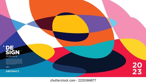 Vector colorful abstract fluid and geometric background for new year 2023