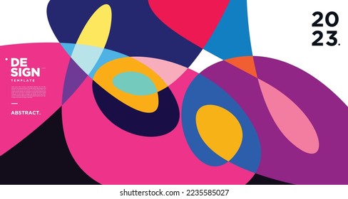 Vector colorful abstract fluid and geometric background for new year 2023