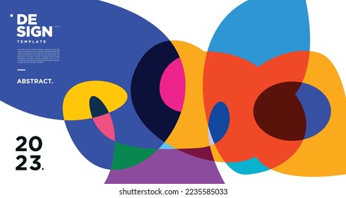 Vector colorful abstract fluid and geometric background for new year 2023