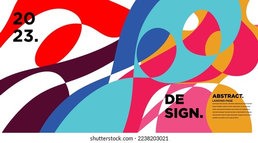 Vector colorful abstract fluid and geometric background for 2023 new year