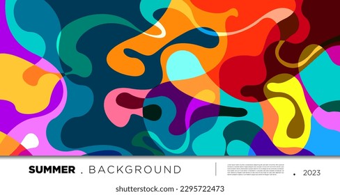 Vector colorful abstract fluid and geometric background for summer