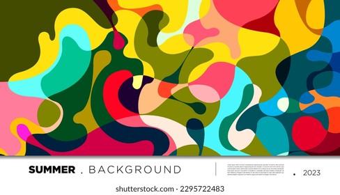 Vector colorful abstract fluid and geometric background for summer