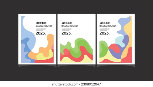 vector colorful abstract fluid and geometric background for summer 2023