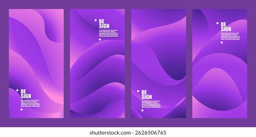 Vector colorful abstract fluid gradient pattern background  set for banner, poster, design, template, flyer, brochure, website, etc