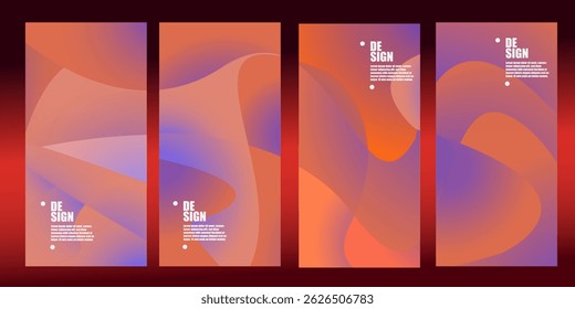 Vector colorful abstract fluid gradient pattern background  set for banner, poster, design, template, flyer, brochure, website, etc