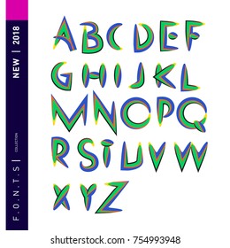 Vector colorful abstract font and alphabet