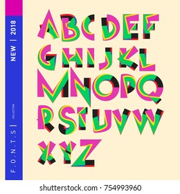 Vector colorful abstract font and alphabet