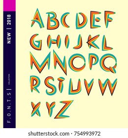Vector colorful abstract font and alphabet
