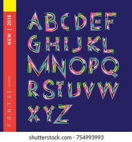 Vector colorful abstract font and alphabet