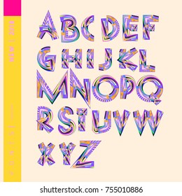 Vector colorful abstract font and alphabet