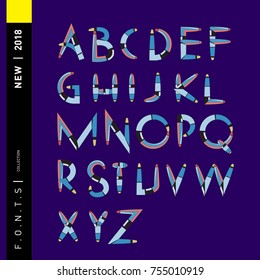 Vector colorful abstract font and alphabet