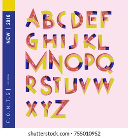 Vector colorful abstract font and alphabet