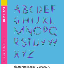 Vector colorful abstract font and alphabet