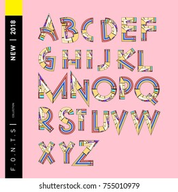 Vector colorful abstract font and alphabet