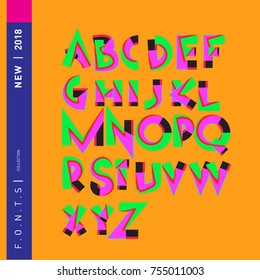 Vector colorful abstract font and alphabet