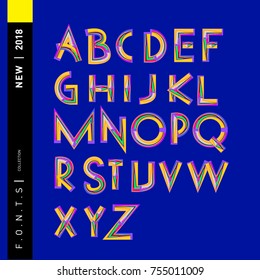 Vector colorful abstract font and alphabet