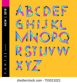 Vector colorful abstract font and alphabet