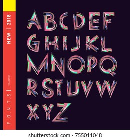 Vector colorful abstract font and alphabet