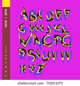 Vector colorful abstract font and alphabet