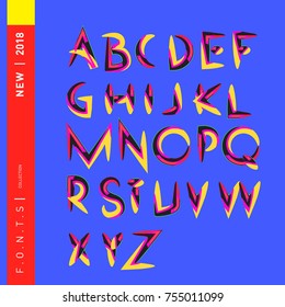 Vector colorful abstract font and alphabet