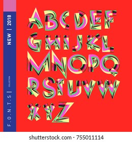Vector colorful abstract font and alphabet
