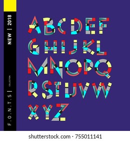 Vector colorful abstract font and alphabet