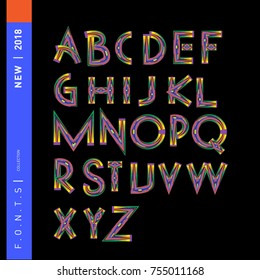 Vector colorful abstract font and alphabet