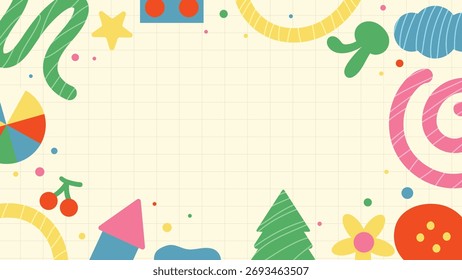 Vector colorful abstract geometric frame background for kids and students