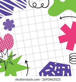 Vektorgrafik bunter abstrakter geometrischer Rahmenhintergrund für Kinder und Schüler
