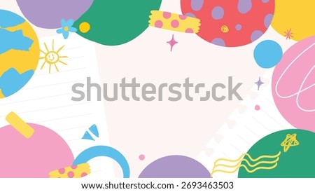 Vector colorful abstract geometric frame background for kids and students