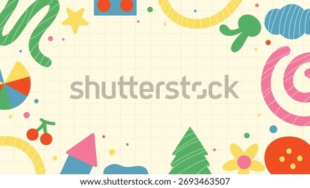 Vector colorful abstract geometric frame background for kids and students