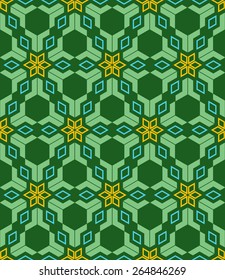 vector colorful abstract geometric kaleidoscopic blue green yellow seamless pattern 