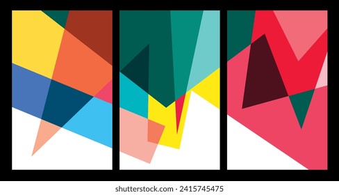 Afiche geométrico abstracto de color vectorial para el verano de 2024