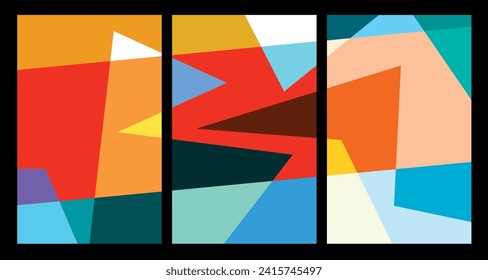 Vector colorful abstract geometric poster for summer 2024