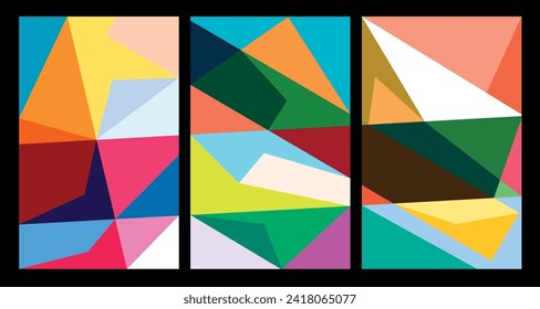 Vector colorful abstract geometric poster for Summer 2024