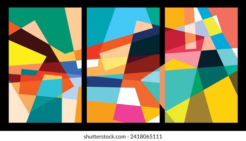 Vector colorful abstract geometric poster for Summer 2024