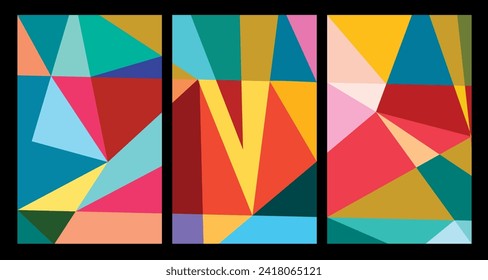 Afiche geométrico abstracto de color vectorial para el verano de 2024