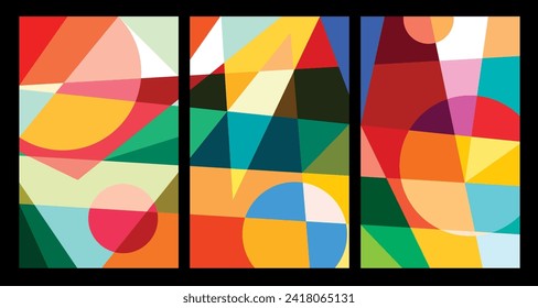 Vector colorful abstract geometric poster for Summer 2024
