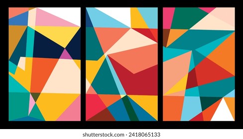 Vector colorful abstract geometric poster for Summer 2024