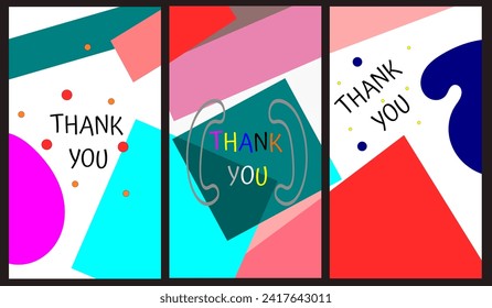 Vector colorful abstract geometric thank you card