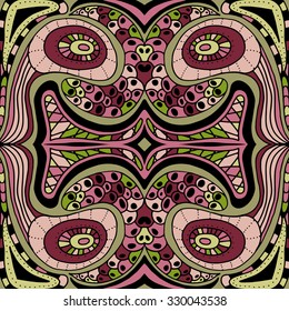 Vector colorful abstract hand-drawn texture.  Ethnic, floral, retro, doodle, vector design element.  Doodle vector background. Greeting card design