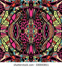 Vector colorful abstract hand-drawn texture.  Ethnic, floral, retro, doodle, vector design element.  Doodle vector background. Greeting card design