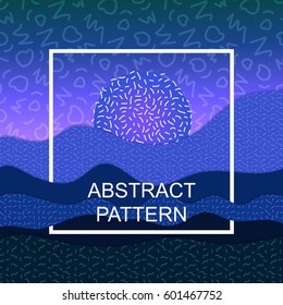 Vector colorful abstract landscape background. Vector geometric pattern in retro memphis style. Striped background.