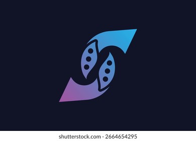 Diseño de Plantilla de logotipo de hoja de letra S abstracta de Vector