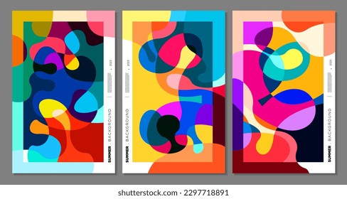 Fondo artístico vectorial colorido líquido abstracto, fluido y doodles para el verano de 2023