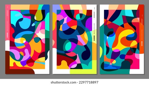 Vector colorful abstract liquid, fluid, and doodles art background for summer 2023