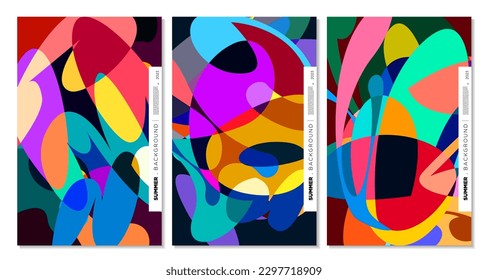 Vector colorful abstract liquid, fluid, and doodles art background for summer 2023